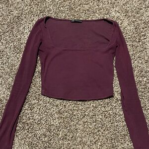 💜Zara Long Sleeve Crop Top - Plum💜